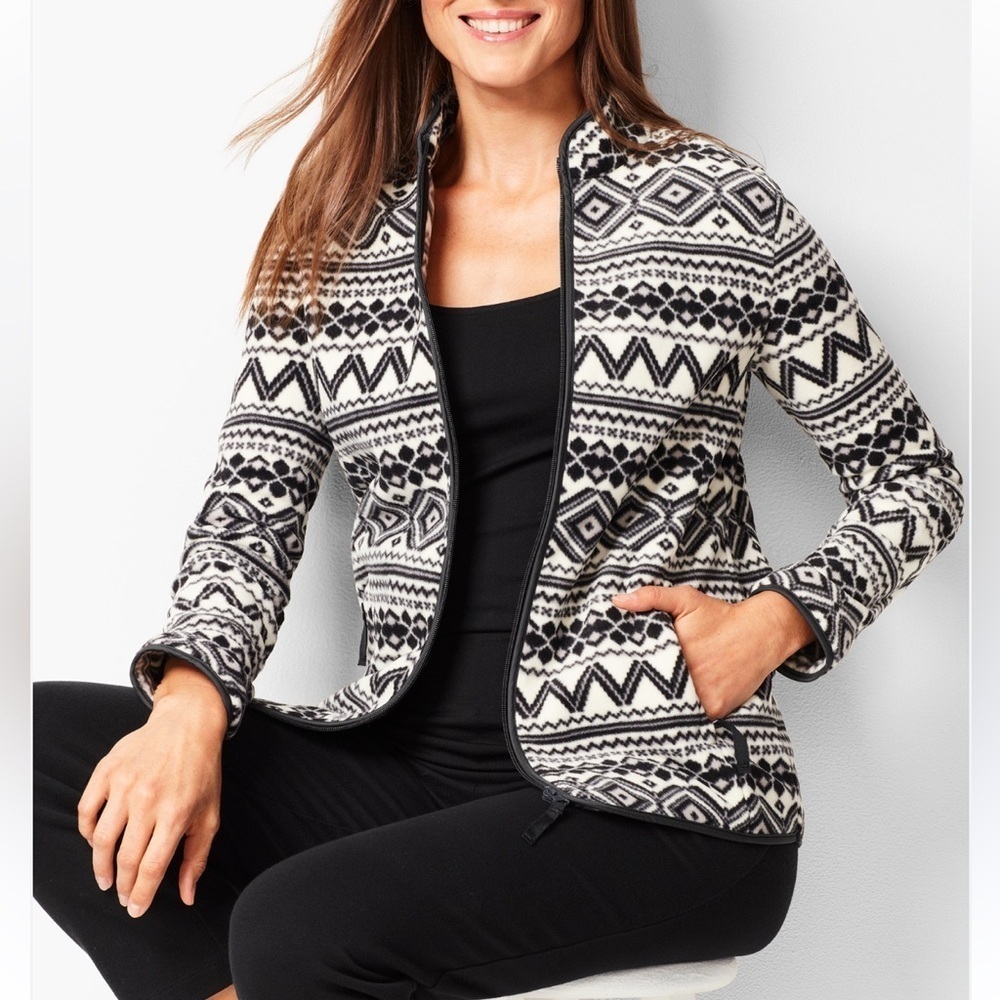 Talbots Geo Fair Isle Polar Fleece Jacket | Size Small | Excellent Condition